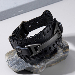 1 Stück Kunstleder-Kordelarmbänder für Männer mit Legierungsschnalle&nbsp;AJEW-GF0011-49B