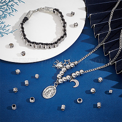 100шт. 6 набора европейских бусин из нержавеющей стали 201 STAS-PH0005-43