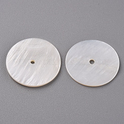 天然淡水シェルビーズ  ヒシビーズ  フラットラウンド  貝殻色  25x25x2mm  穴：1.8mm&nbsp;SHEL-R144-30B