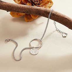 925 плоский круглый браслет на ногу с родиевым покрытием JA191A