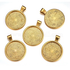 Плоские круглые сеттинги сплава кулон кабошон&nbsp;LS-PALLOY-A15654-AG-NF