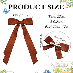 Заколки для волос из кожи аллигатора с большим бантом из полиэстера AJEW-CP0008-42B-02