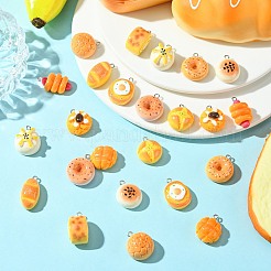 24本12スタイルレジンペンダント  プラチナメッキの鉄製アイループ付き  食品モデル 混合形状  ミックスカラー  22~27.5x13.5~20x8.5~14mm  穴：2mm  2個/スタイル&nbsp;RESI-CJ0003-99