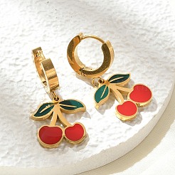 Серьги-кольца из нержавеющей стали 304 с эмалью&nbsp;EJEW-M080-01G