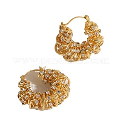 Серьги-кольца с микропаве из прозрачных кубических цирконий из латуни FS-WGBB4E9-01