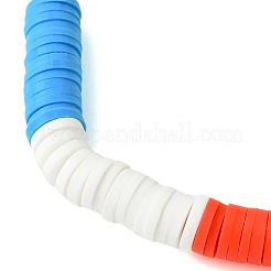 Женские эластичные браслеты из латуни и полимерной глины ручной работы диаметром 6 мм BJEW-JB10590