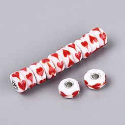Europäische Glasperlen mit Messingkern&nbsp;LAMP-Q042-01F