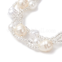 Круглые пластиковые браслеты из нескольких нитей бусин с имитацией жемчуга для женщин&nbsp;BJEW-JB12913