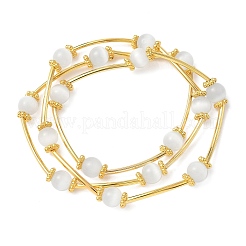 Braccialetti multifilo con perline rotonde a forma di occhio di gatto per donna&nbsp;BJEW-JB12338-02