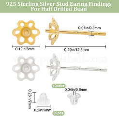 10 пара 2-х цветных сережек-гвоздиков из стерлингового серебра с 925-мя фурнитурами STER-BBC0001-79
