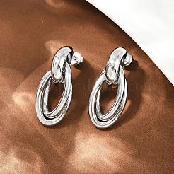 Овальные серьги-гвоздики из нержавеющей стали 304 EJEW-I319-01P