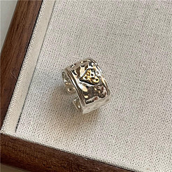 Регулируемые манжеты из стерлингового серебра с узором в виде сердца 925 для женщин FS-WGE75B8-01