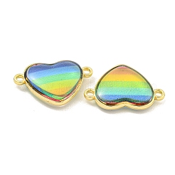 Ciondoli per connettori in resina color arcobaleno con pavé in ottone placcato a cremagliera&nbsp;KK-M290-03B-G