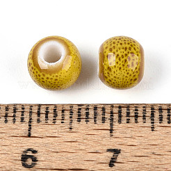 手作りの陶器ビーズ  ラウンド  ゴールデンロッド  6~7x5~6mm  穴：2mm&nbsp;PORC-D300-A26
