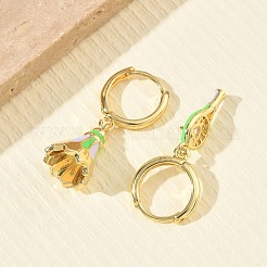 Boucles d'oreilles créoles en laiton avec micro pavé de zircone cubique pour femmes&nbsp;EJEW-A168-07G-01