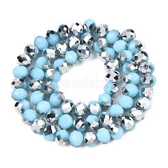 Гальванические непрозрачные стеклянные бусины EGLA-A034-P8mm-M03-01