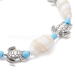 Bracelets extensibles en coquillages naturels et perles en alliage sur le thème de l'océan pour hommes et femmes&nbsp;BJEW-JB12387-02