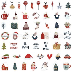 50шт рождественские самоклеящиеся наклейки из ПВХ XMAS-PW0001-193