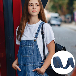 Синтетические хлопчатобумажные джинсовые ленты для изготовления бантов SRIB-WH0011-270E