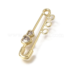 Herzförmige Brosche aus Messing mit Mikropavé-Fassung aus klaren Zirkonia&nbsp;KK-C262-24G