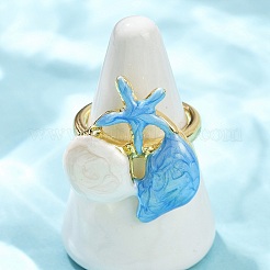 Латунные эмалевые регулируемые манжеты для женщин RJEW-G357-01H