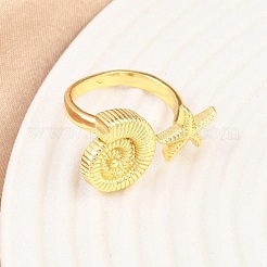 Латунь манжеты кольца RJEW-D333-03G