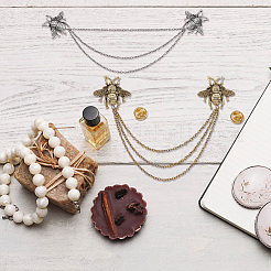 2шт 2 цвета двойная пчела подвесная цепочка брошь JEWB-GO0001-01