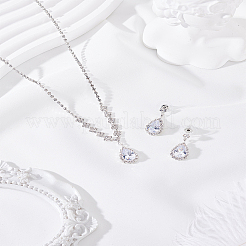 Ensemble collier pendentif et boucles d'oreilles à strass en laiton&nbsp;SJEW-LP0001-51B