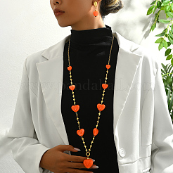 Элегантные винтажные серьги и ожерелья из железной смолы в форме сердца для женщин&nbsp;ZO7352