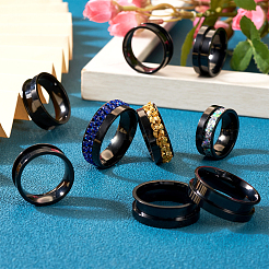 12 Stück 6 Größen 201 Edelstahl geriffelte Fingerringfassungen&nbsp;STAS-TA0002-15B