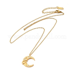 Lune de zircon cubique clair avec collier pendentif serpent avec chaînes de câble&nbsp;NJEW-P273-02G
