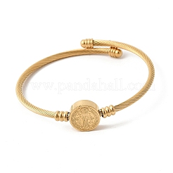 Витые браслеты-манжеты из нержавеющей стали 304 для женщин&nbsp;BJEW-P387-01G