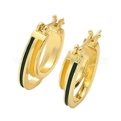 Двухслойные овальные серьги-кольца с эмалью из латуни&nbsp;EJEW-S252-03D-G