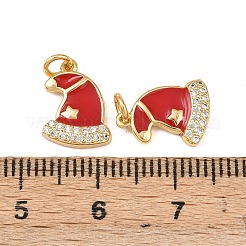 Ciondoli natalizi in ottone con micro pavé di zirconi cubici smaltati&nbsp;KK-L255-19G-10