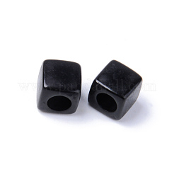 アクリルヨーロピアンビーズ  大穴ビーズ  キューブ  ブラック  7x7x7mm  穴：4mm  約1900個/500g&nbsp;MACR-S273-52