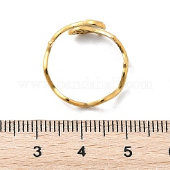 Кольца-манжеты в форме листа и плоского круглого листа из нержавеющей стали 304 белого цвета для женщин RJEW-G346-01G-02