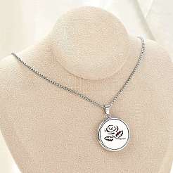 316 хирургическая нержавеющая сталь ароматерапевтический диффузор духи полые плоские круглые подвески коробка цепи ожерелья NJEW-R016-01P-02