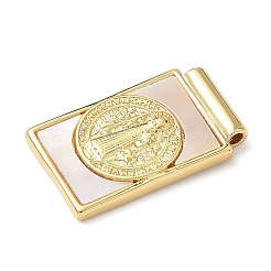 Латунные подвески в форме натуральной белой ракушки с прямоугольным сечением KK-Q068-32B-G