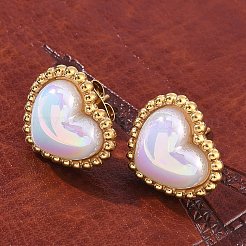 Серьги-гвоздики в форме сердца из нержавеющей стали 304 для женщин EJEW-Z095-02G