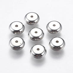 CCBプラスチックビーズ  フラットラウンド  プラチナ  8x3.5mm  穴：1mm&nbsp;CCB-K007-054P