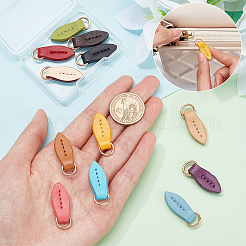 11 шт. двухцветные кожаные язычки для застежек-молний DIY-WR0002-25