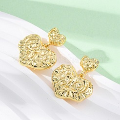 Кованые латунные серьги-гвоздики в форме сердца EJEW-R025-23G