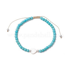 2шт 2-х цветные браслеты из синтетических бирюзовых бусин BJEW-JB11612