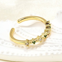 Манжеты из латуни с микро паве кубический цирконий для женщин&nbsp;RJEW-H247-31G