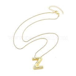 真鍮とプラスチックのパール文字ペンダントベネチアンチェーンネックレス（女性用）  18KGP本金メッキ  文字Z  17.64インチ（44.8cm）&nbsp;LS-NJEW-U017-01G-26