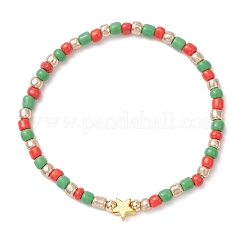 12 шт. наборы браслетов из стеклянных бусин на рождественскую тематику BJEW-JB12109