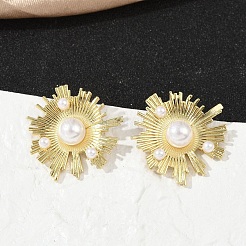 Серьги-гвоздики из латуни из АБС-пластика с искусственным жемчугом EJEW-M082-06G