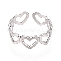 Кольцо-манжета с открытым сердцем из нержавеющей стали 304 RJEW-S405-194P