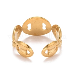 Ионное покрытие(ip) 304 нержавеющая сталь кофейные зерна открытое кольцо-манжета для женщин&nbsp;RJEW-A005-30G