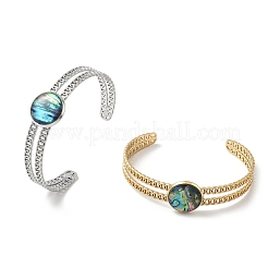 Bracelet jonc ouvert en acier inoxydable 304 émaillé&nbsp;BJEW-JB14486-01